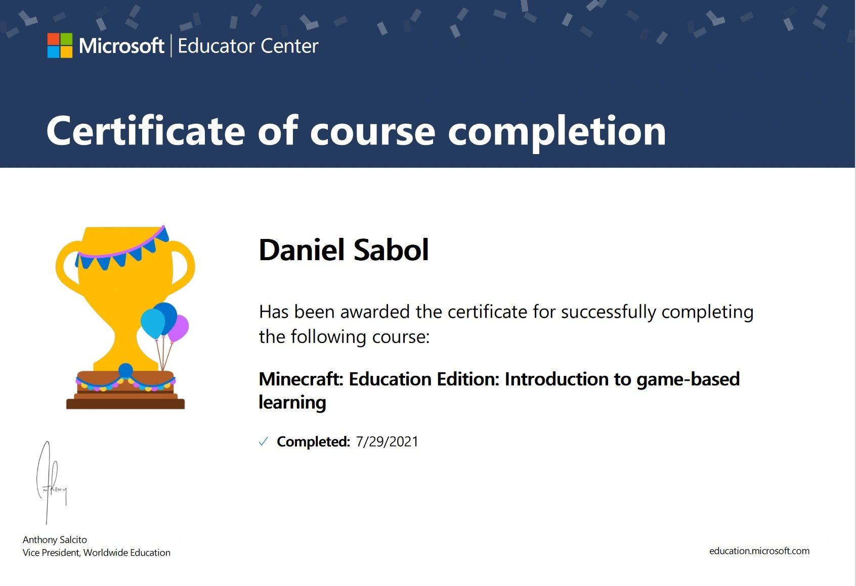 Certificate of Appreciation